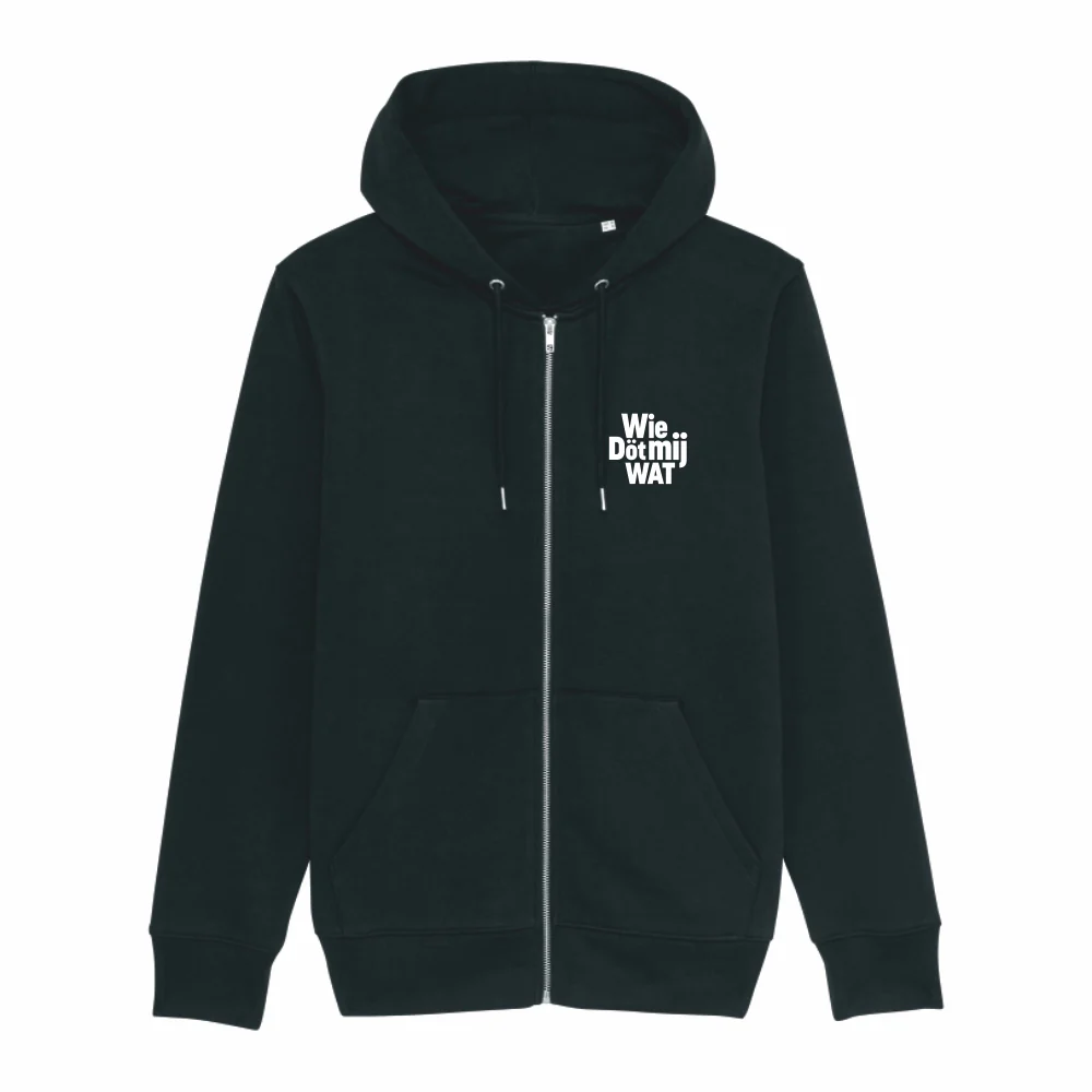 Daniël Lohues | Zipped Hoodie Zwart "Wie Döt Mij Wat"
