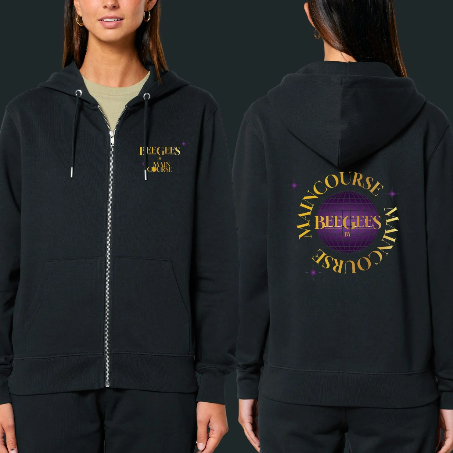 BeeGees by MainCourse | Zipped Hoodie Zwart