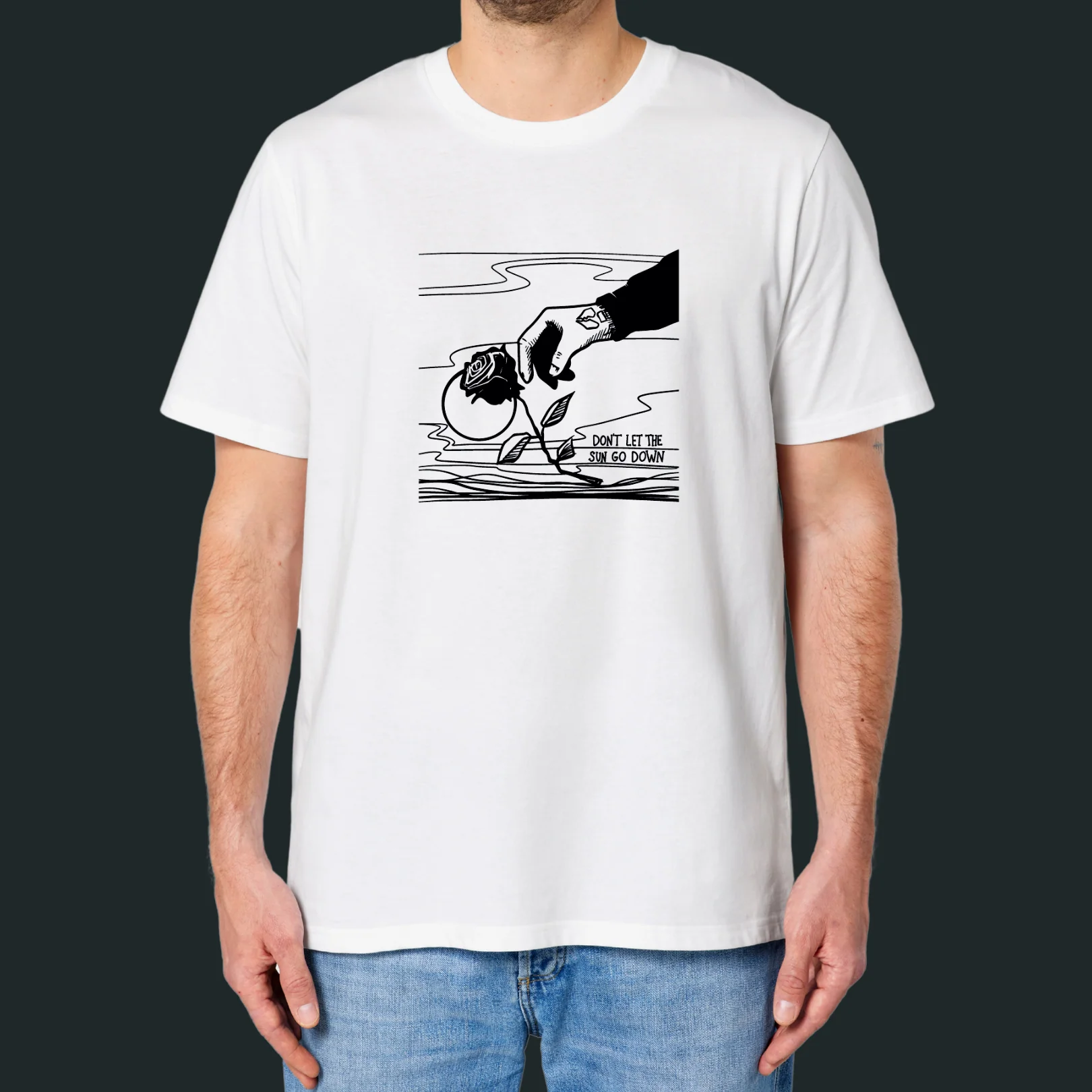 Mister E & The Mysteries | T-shirt "Dont Let The Sun Go Down" Wit