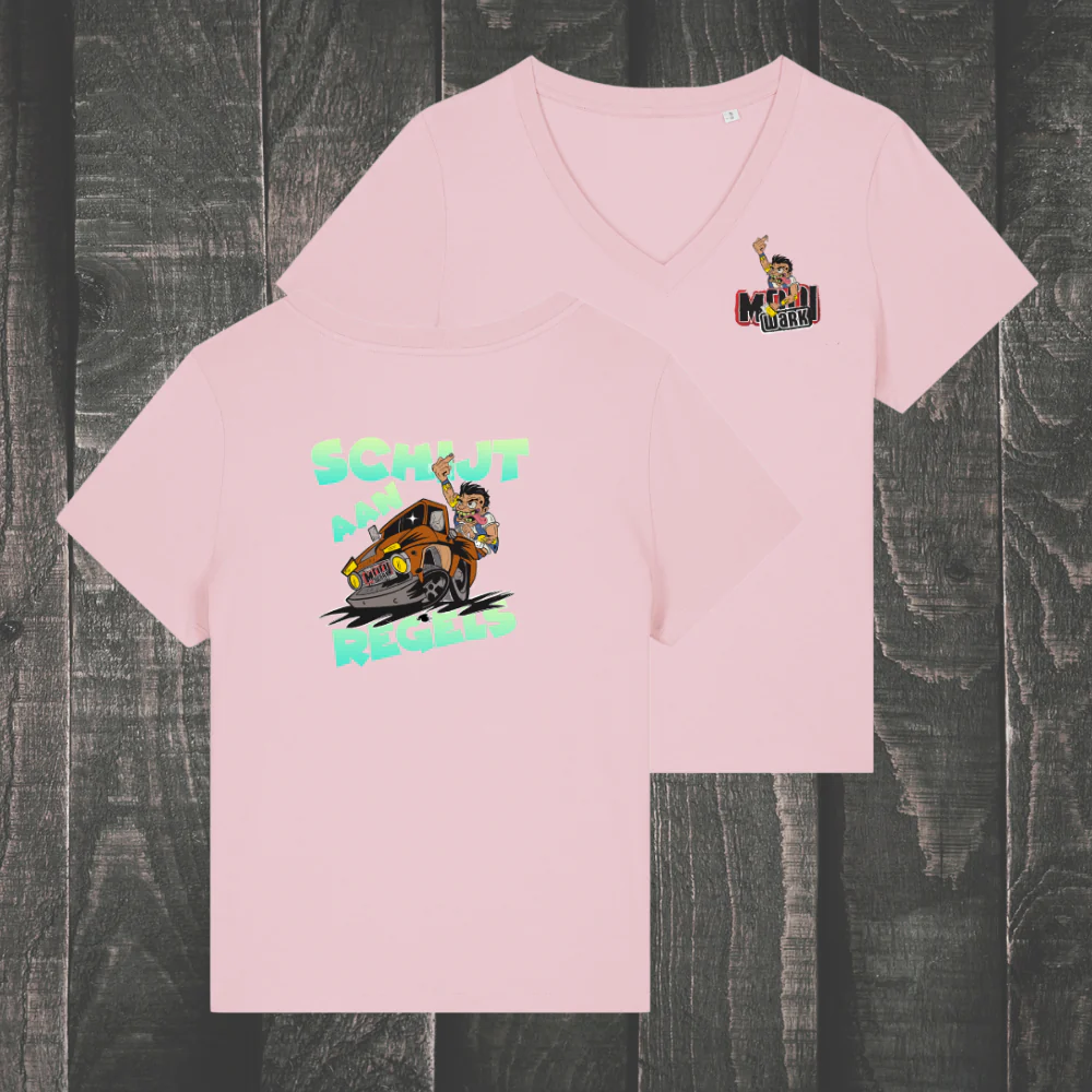 Mooi Wark | Dames T-shirt Schijt aan regels roze