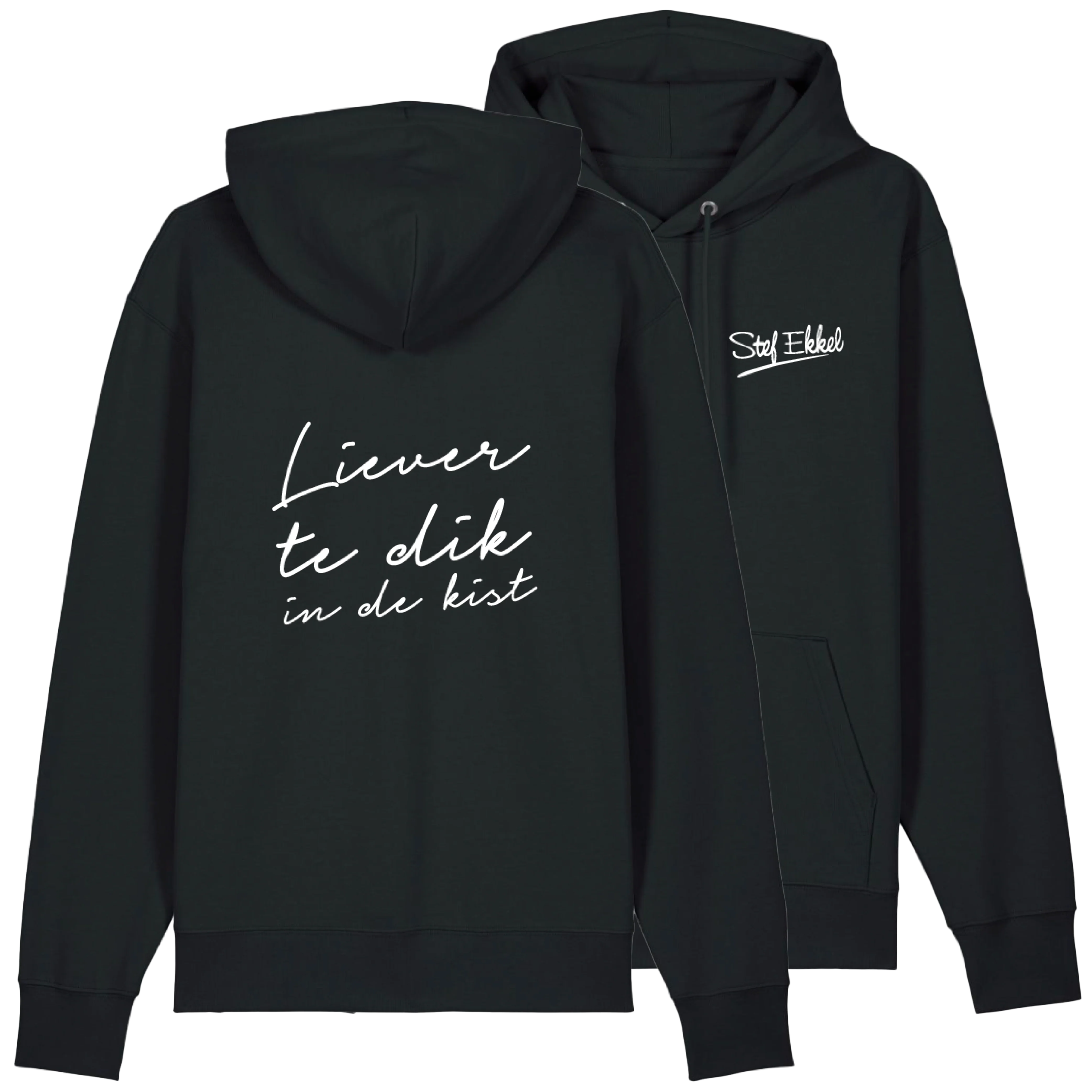 Stef Ekkel | Hooded sweater Liever te Dik zwart